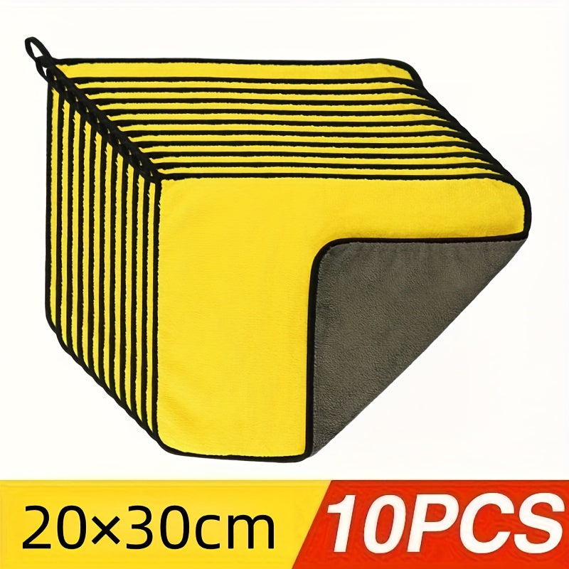 10 Pack Microfiber Cleaning Cloths, Highly Absorbent & Lint-Free Yellow Towels for Kitchen, Car, Window, Dish, Dusting, Multi-Purpose Household & Auto Detailing Wipes