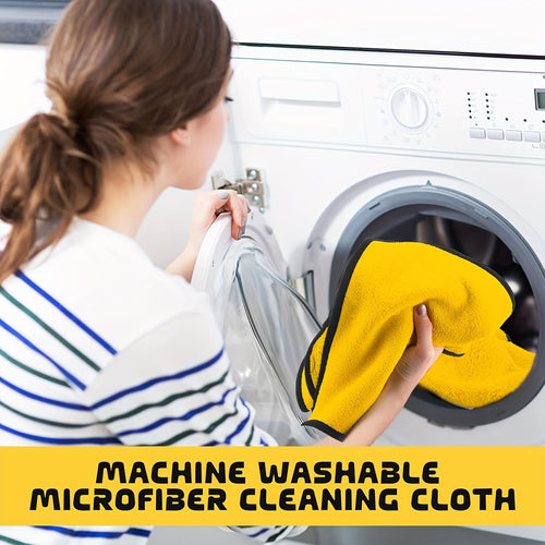 10 Pack Microfiber Cleaning Cloths, Highly Absorbent & Lint-Free Yellow Towels for Kitchen, Car, Window, Dish, Dusting, Multi-Purpose Household & Auto Detailing Wipes