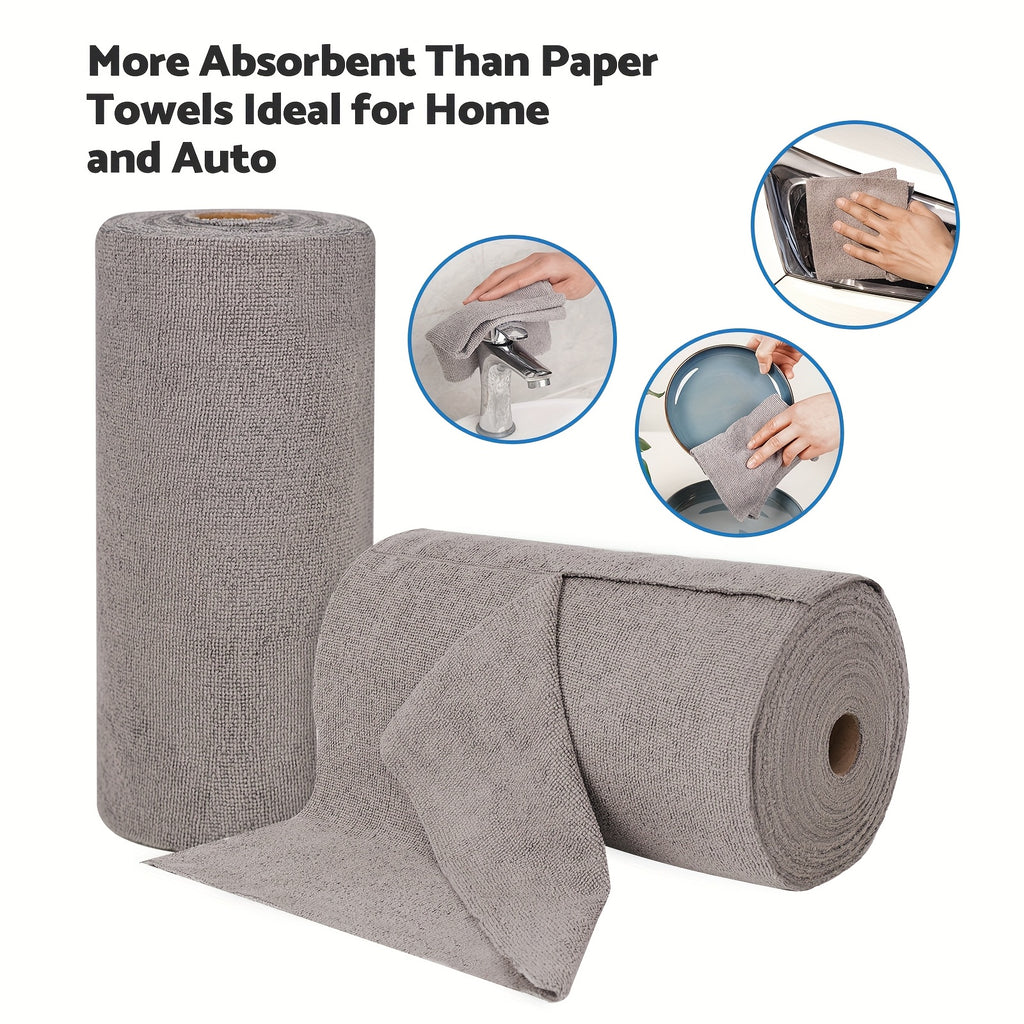 50 Pack Washable Reusable Cleaning Cloths Microfiber Towel Tear Away Cleaning Towels Roll 12×12 Absorbent Rags Drying Dishcloths For Kitchen House Car
