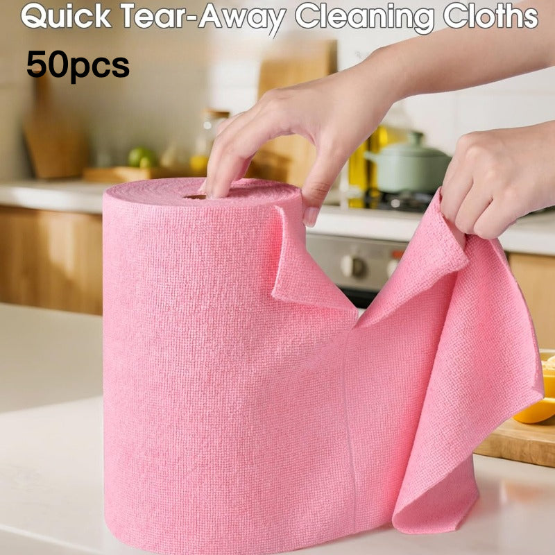 50pcs Multicolor Towel Roll Cleaning Cloths, Kitchen Cleaning Towels, 180gsm Reusable Household Set, Dishwashing Towel + Scouring Pad 2-in-1, Multi-Purpose Cleaning Cloths for Living Room, Bedroom, and Kitchen, Essential Multi-Functional Cleaning