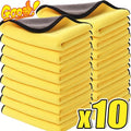 10 Pack Microfiber Cleaning Cloths, Highly Absorbent & Lint-Free Yellow Towels for Kitchen, Car, Window, Dish, Dusting, Multi-Purpose Household & Auto Detailing Wipes