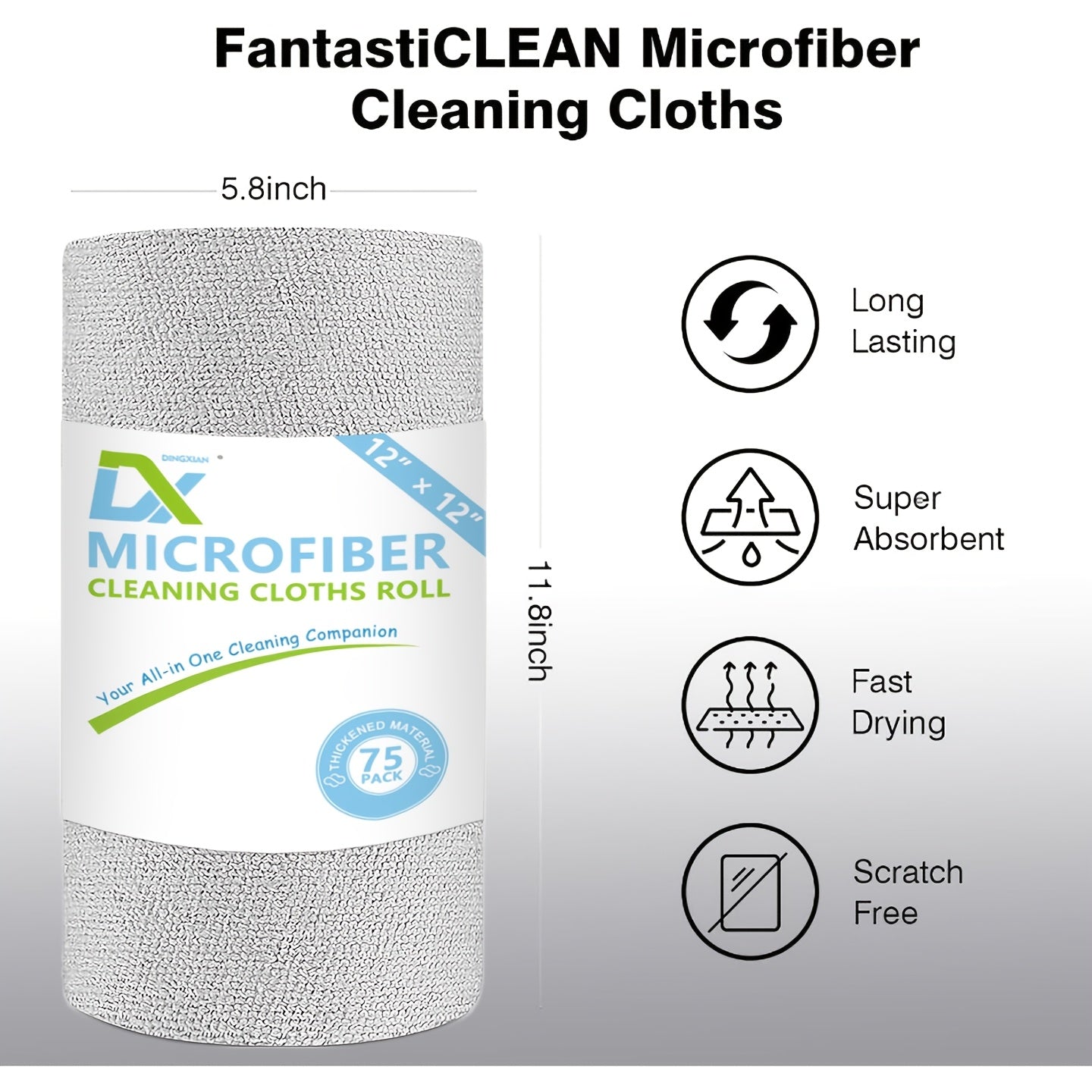 100 Pack Microfiber Cleaning Cloth - Super Absorbent Reusable Cleaning Cloth, 12 "X12" Scratch Free And Hairless for Cars, Kitchens, Homes, Bathrooms, Offices - Multi-Purpose Cleaning Products, Multifunctional Cleaning Cloth, Textured Surface Cloth