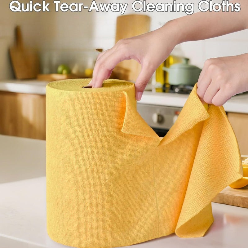 50pcs Multicolor Towel Roll Cleaning Cloths, Kitchen Cleaning Towels, 180gsm Reusable Household Set, Dishwashing Towel + Scouring Pad 2-in-1, Multi-Purpose Cleaning Cloths for Living Room, Bedroom, and Kitchen, Essential Multi-Functional Cleaning