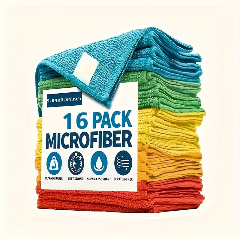 8/16/32-Pack Microfiber Cleaning Cloths - Reusable, Nonwoven, Super Absorbent, Non-Scratch Wipes for Dusting, Polishing, And Wiping in Kitchen, Car, Glass, Floors, And Furniture - Durable Household Cleaning Cloths
